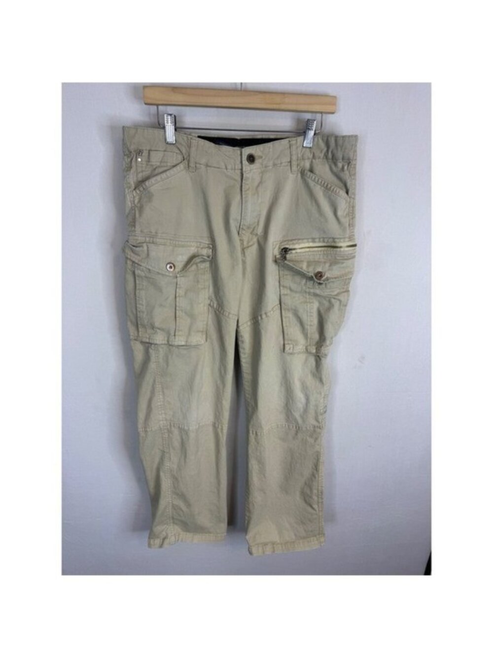 G-Star Raw 3301 Tapered Cargo Pants Mens 36X30 Tan Khaki Multi Pocket Cotton